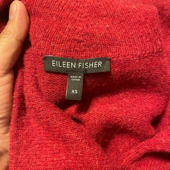 Eileen Fisher Womens Red Button-Up Wool Jacket Sz XS High Neck Pockets Office - Picture 3 of 4